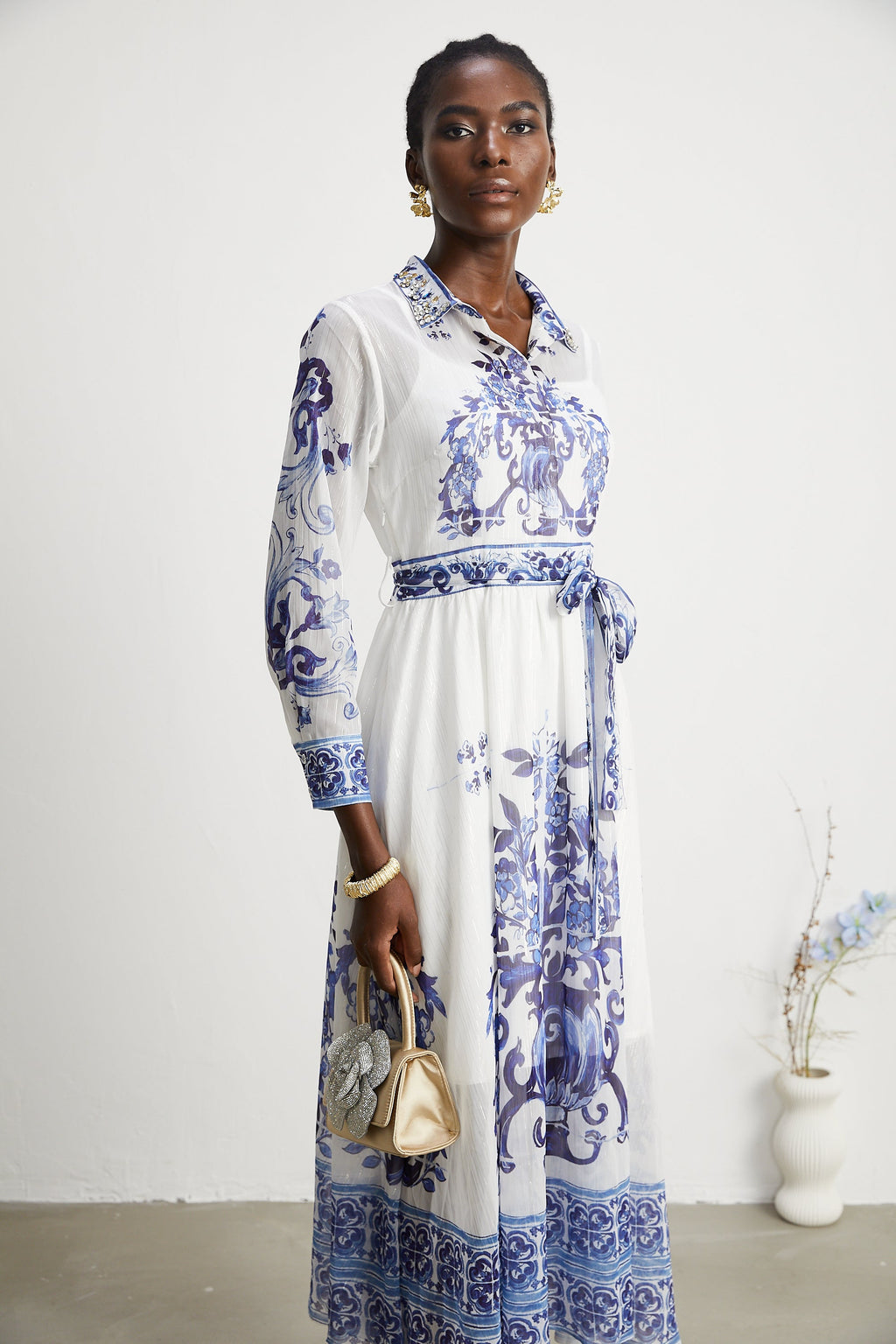 Isabelle desen midi elbise