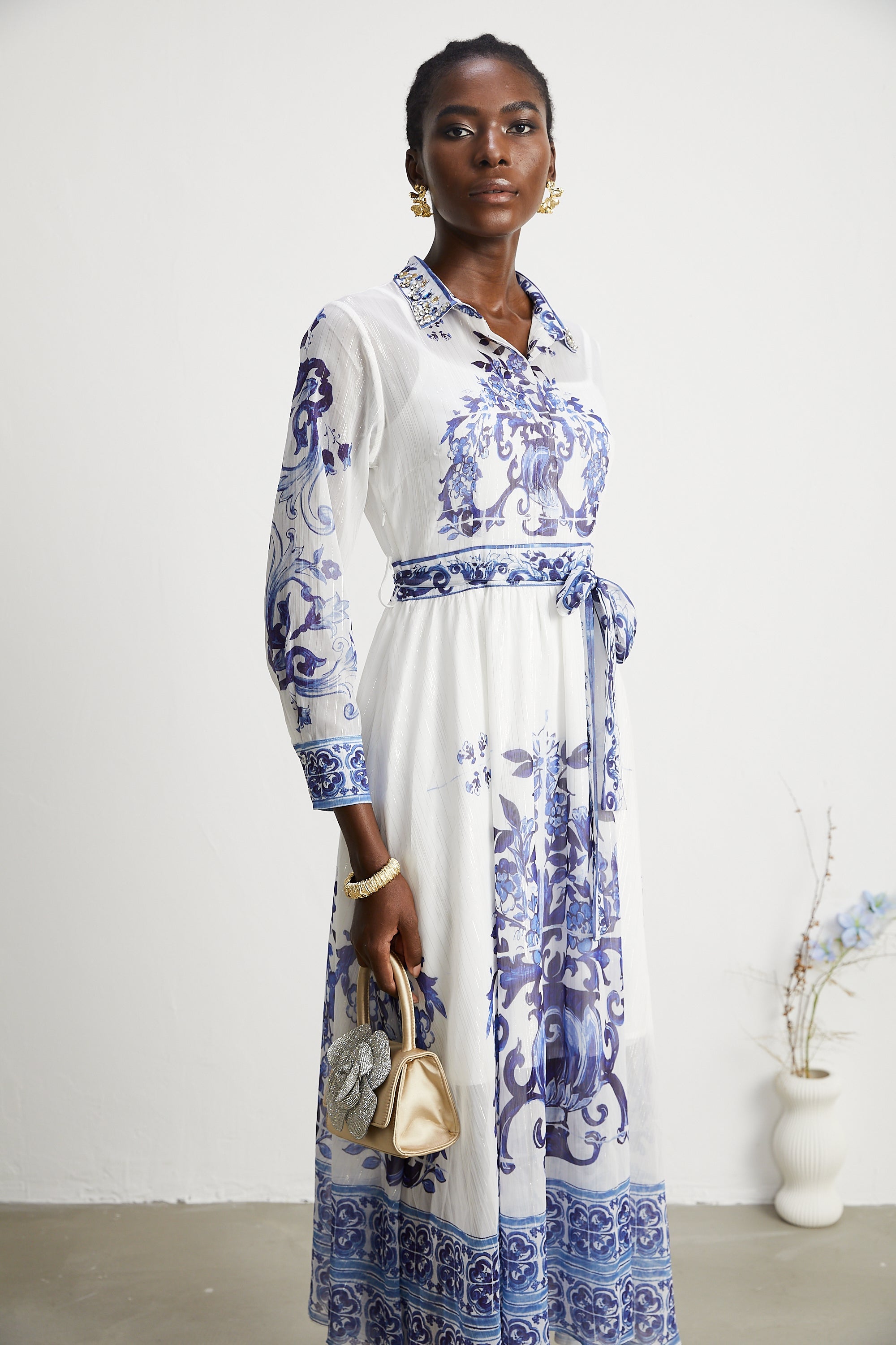 Isabelle desen midi elbise