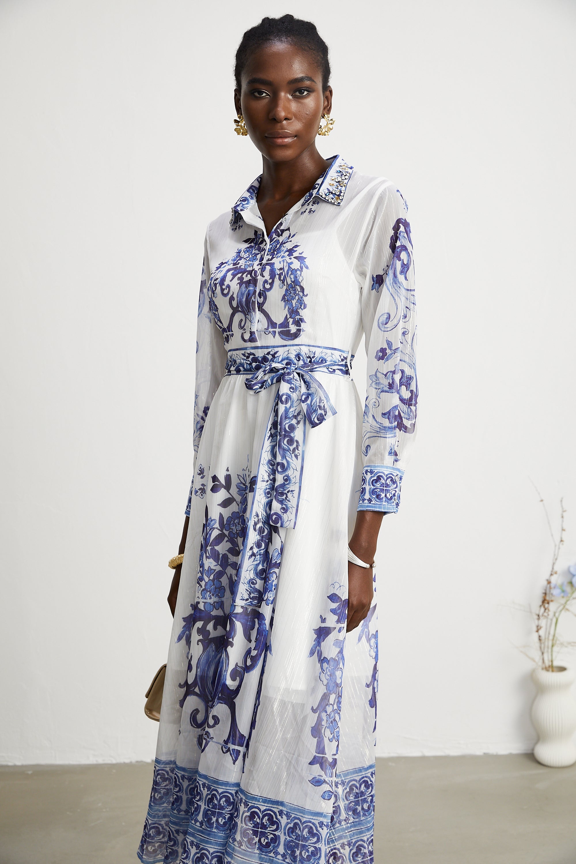 Isabelle desen midi elbise