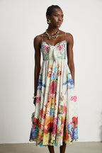 Sylvie desenli midi elbise