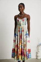 Sylvie desenli midi elbise