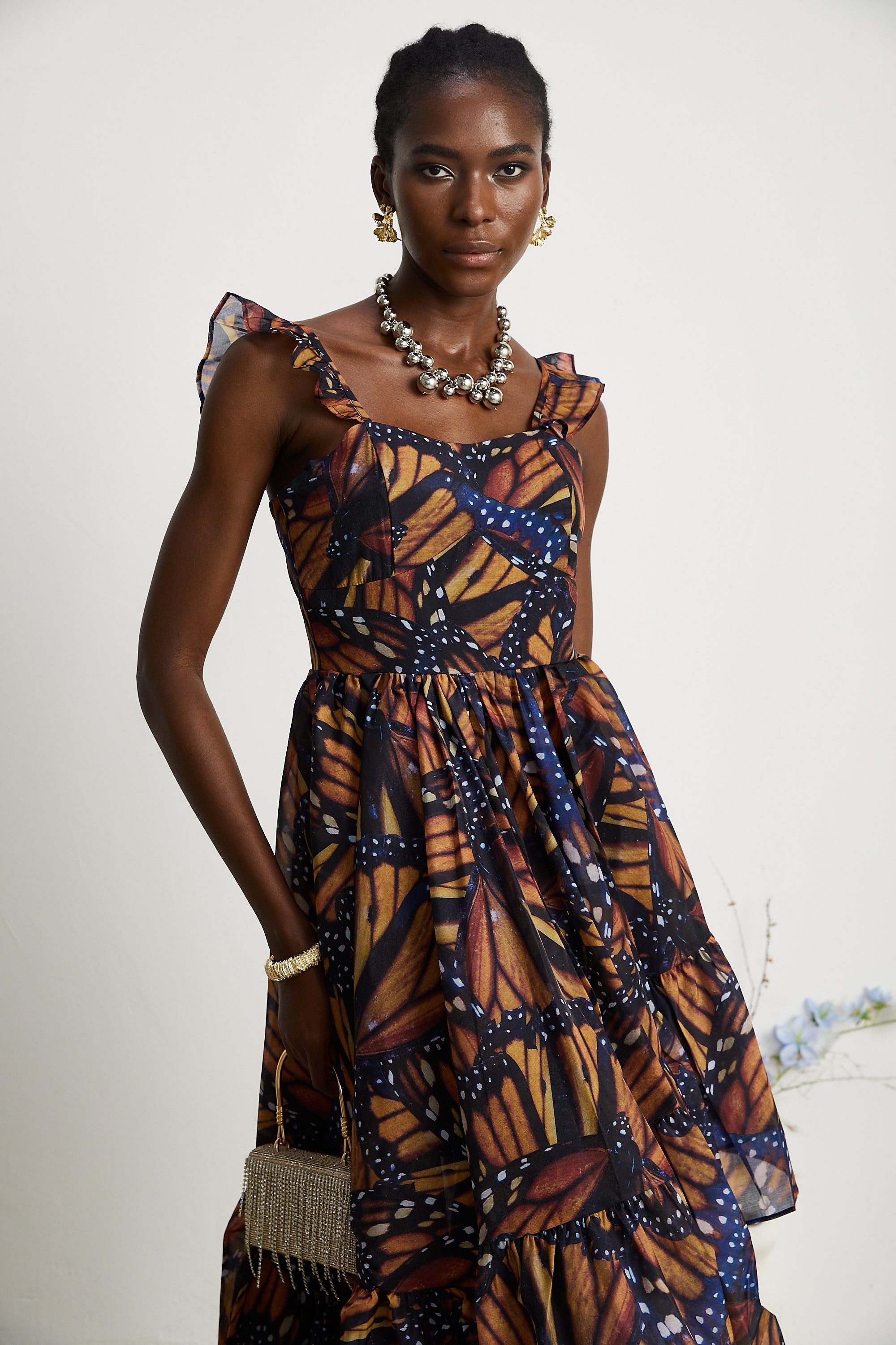 Coralie kelebek midi elbise