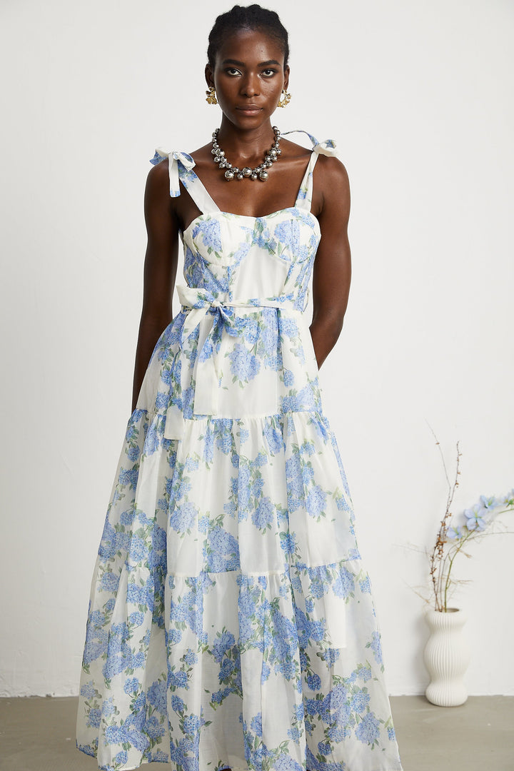 Sylvie desenli midi elbise