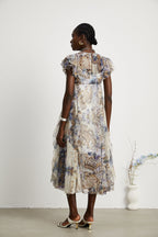 Sophie desenli midi elbise