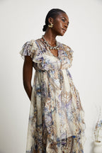 Sophie desenli midi elbise