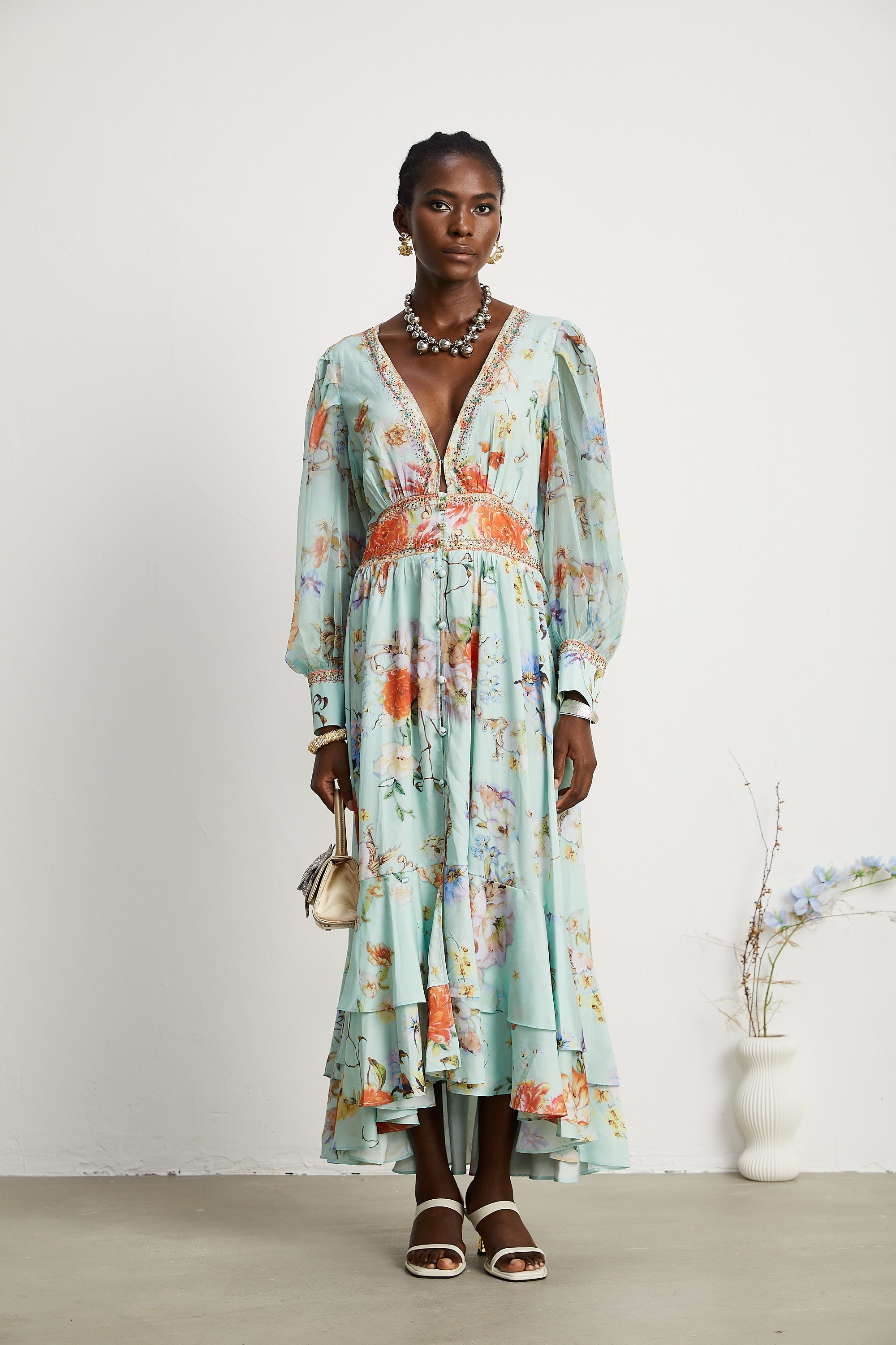 Jailina çiçek maksi elbise