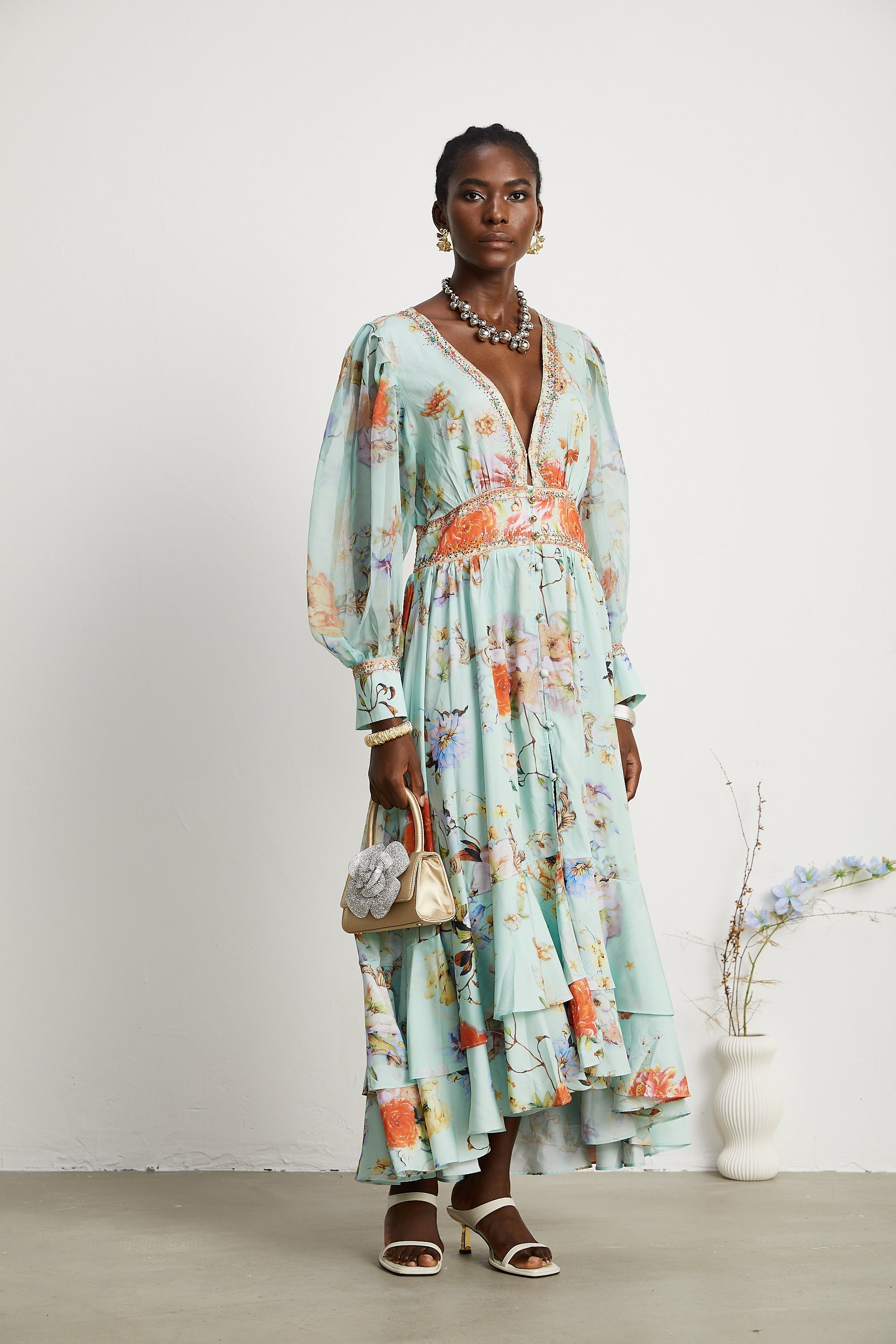 Jailina çiçek maksi elbise