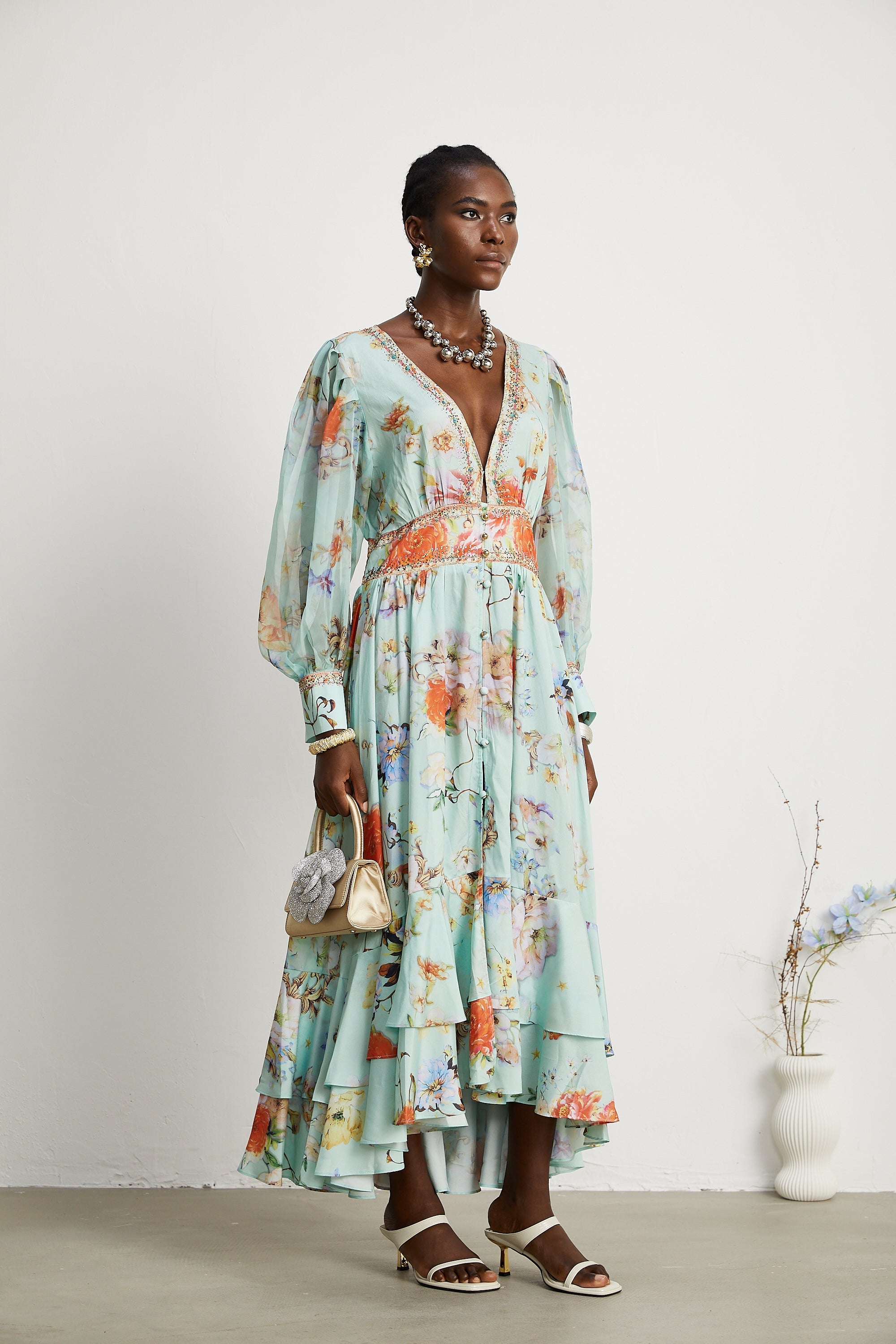 Jailina çiçek maksi elbise