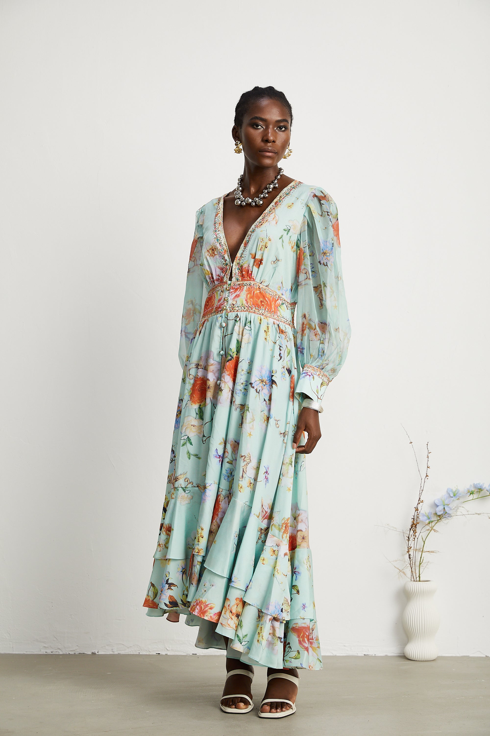 Jailina çiçek maksi elbise