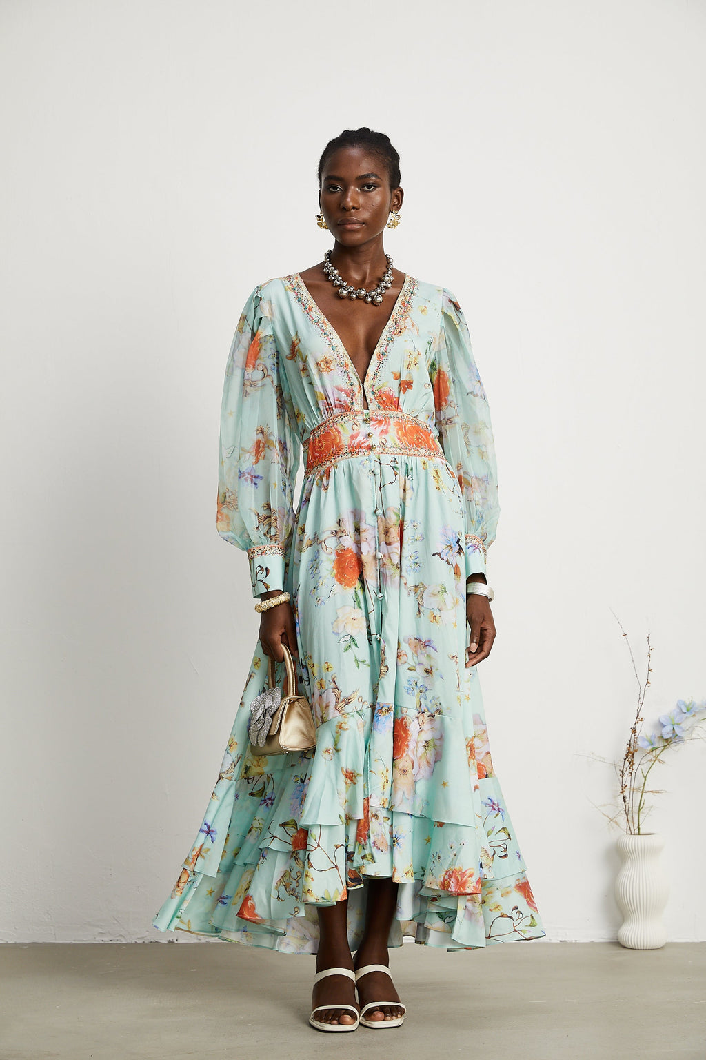 Jailina çiçek maksi elbise