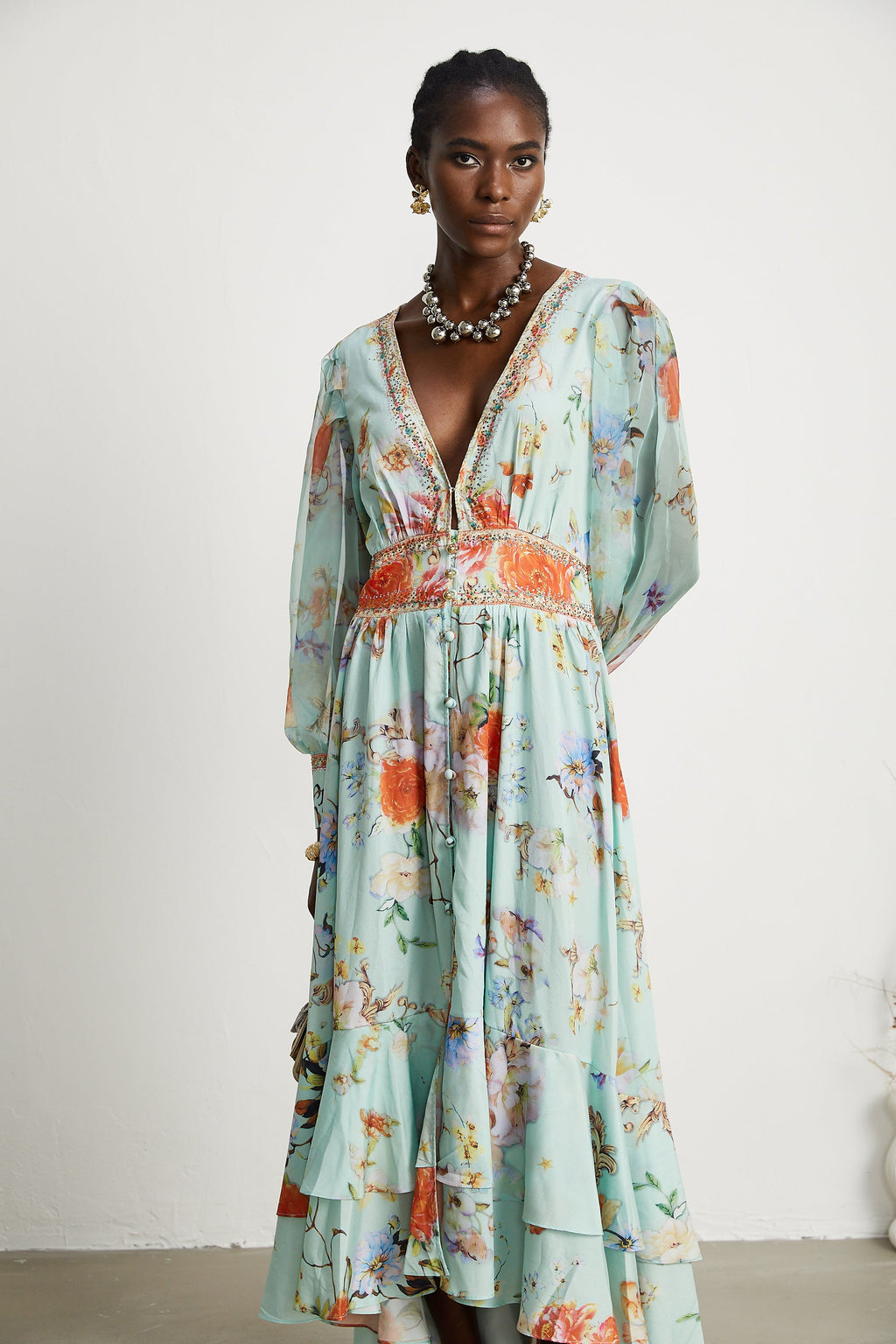 Jailina çiçek maksi elbise