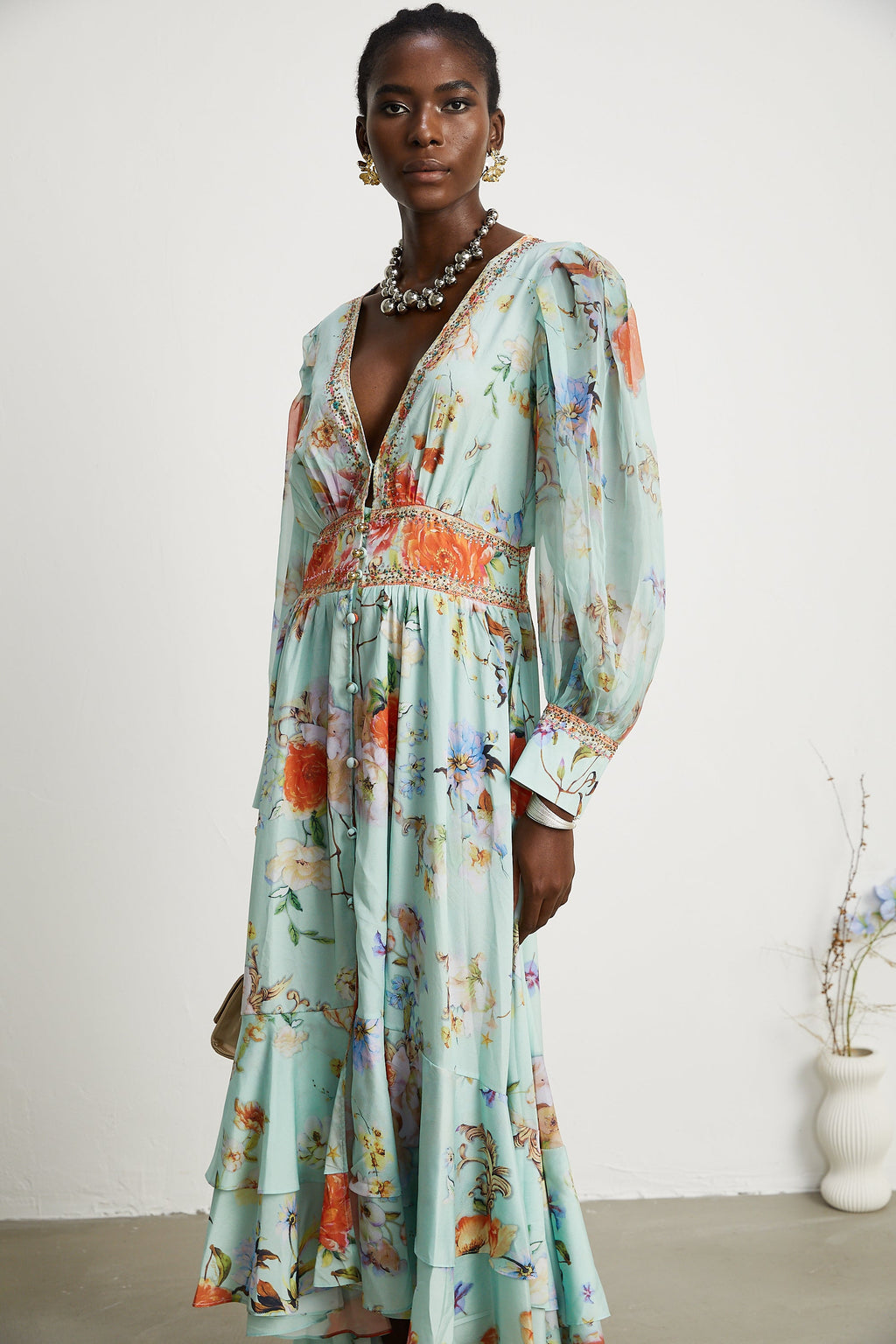 Jailina çiçek maksi elbise