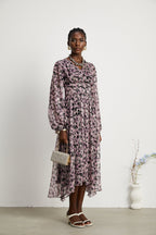 Inès çiçek midi elbise