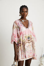 Camille desenli mini elbise