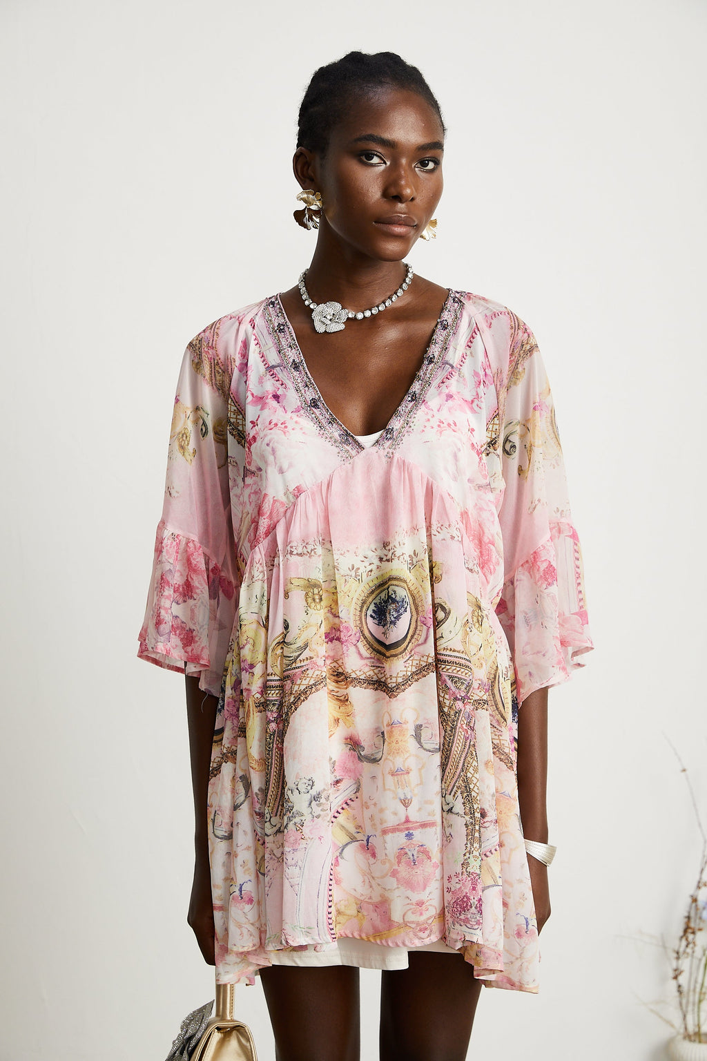 Camille desenli mini elbise