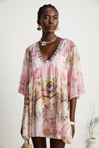 Camille desenli mini elbise