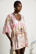 Camille desenli mini elbise