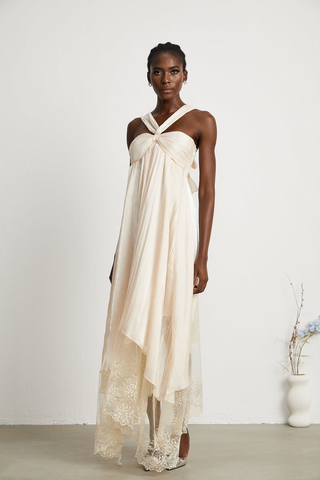Bérénice dantel midi elbise