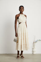 Enora katman midi elbise