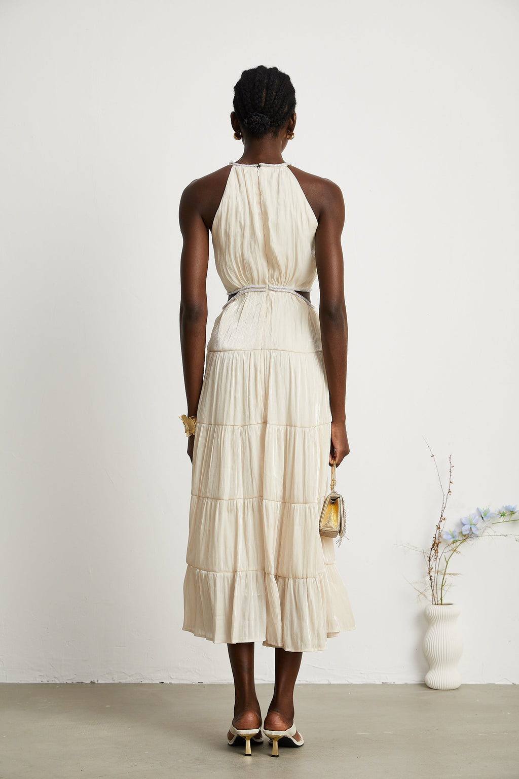 Enora katman midi elbise