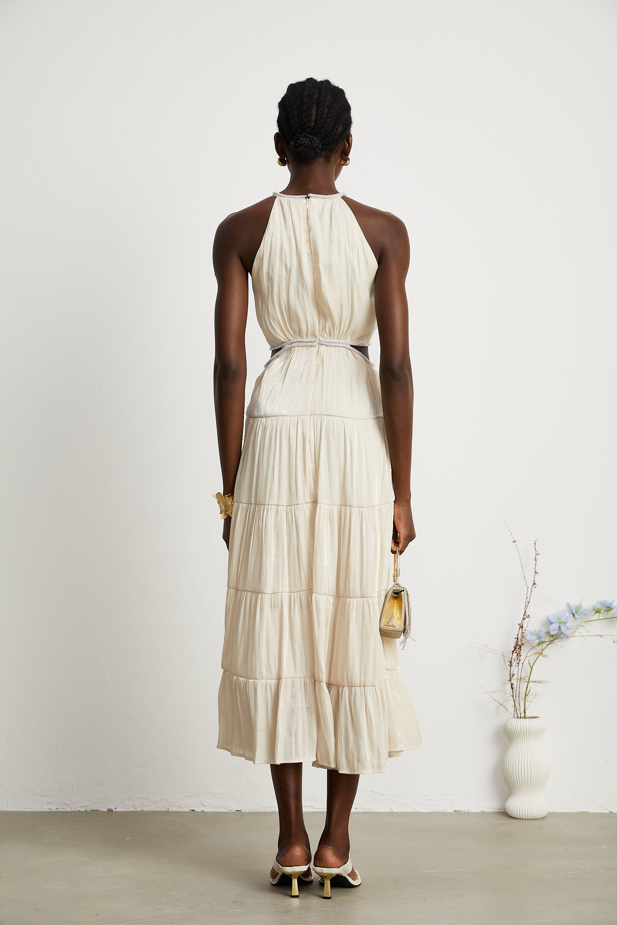 Enora katman midi elbise