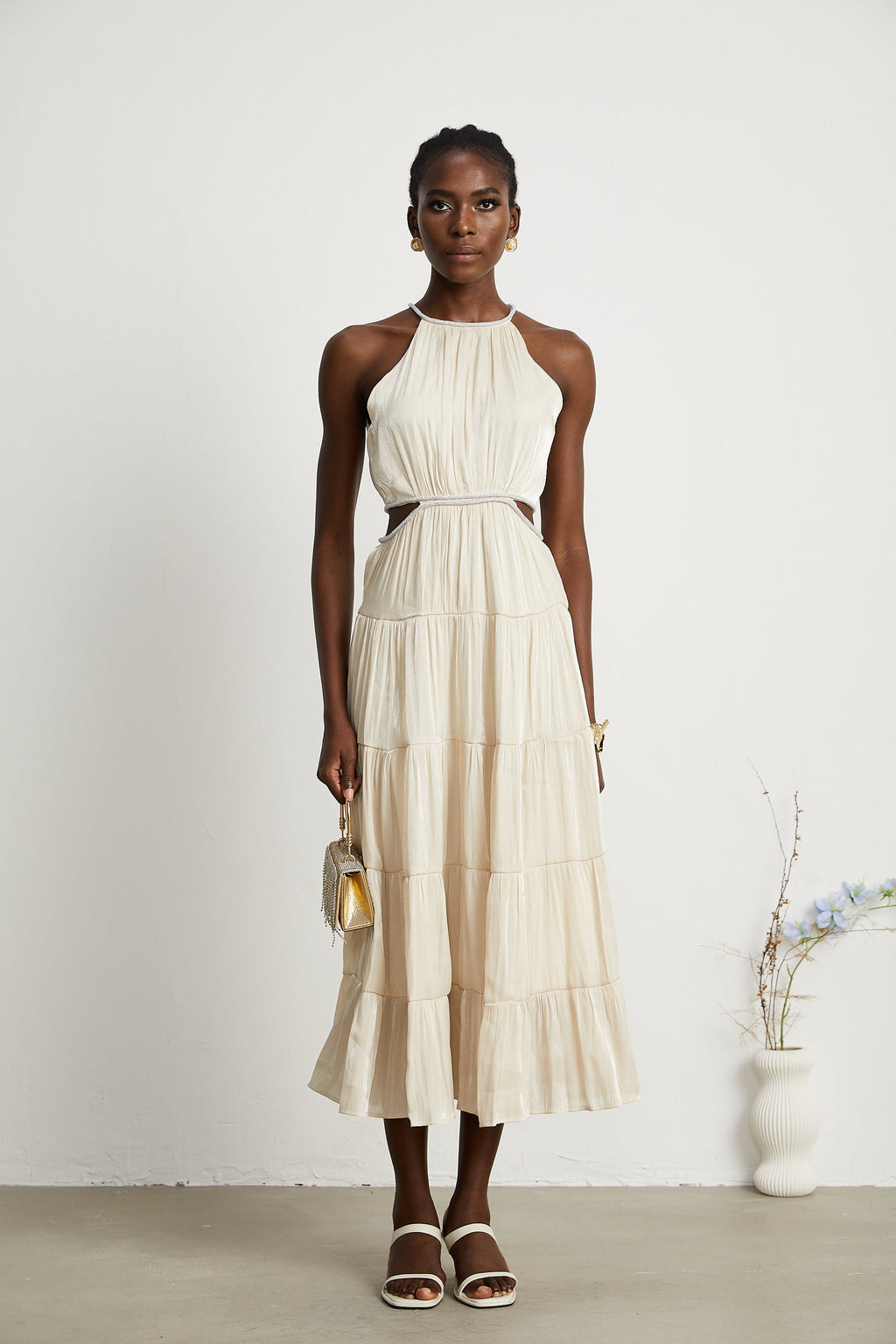 Enora katman midi elbise