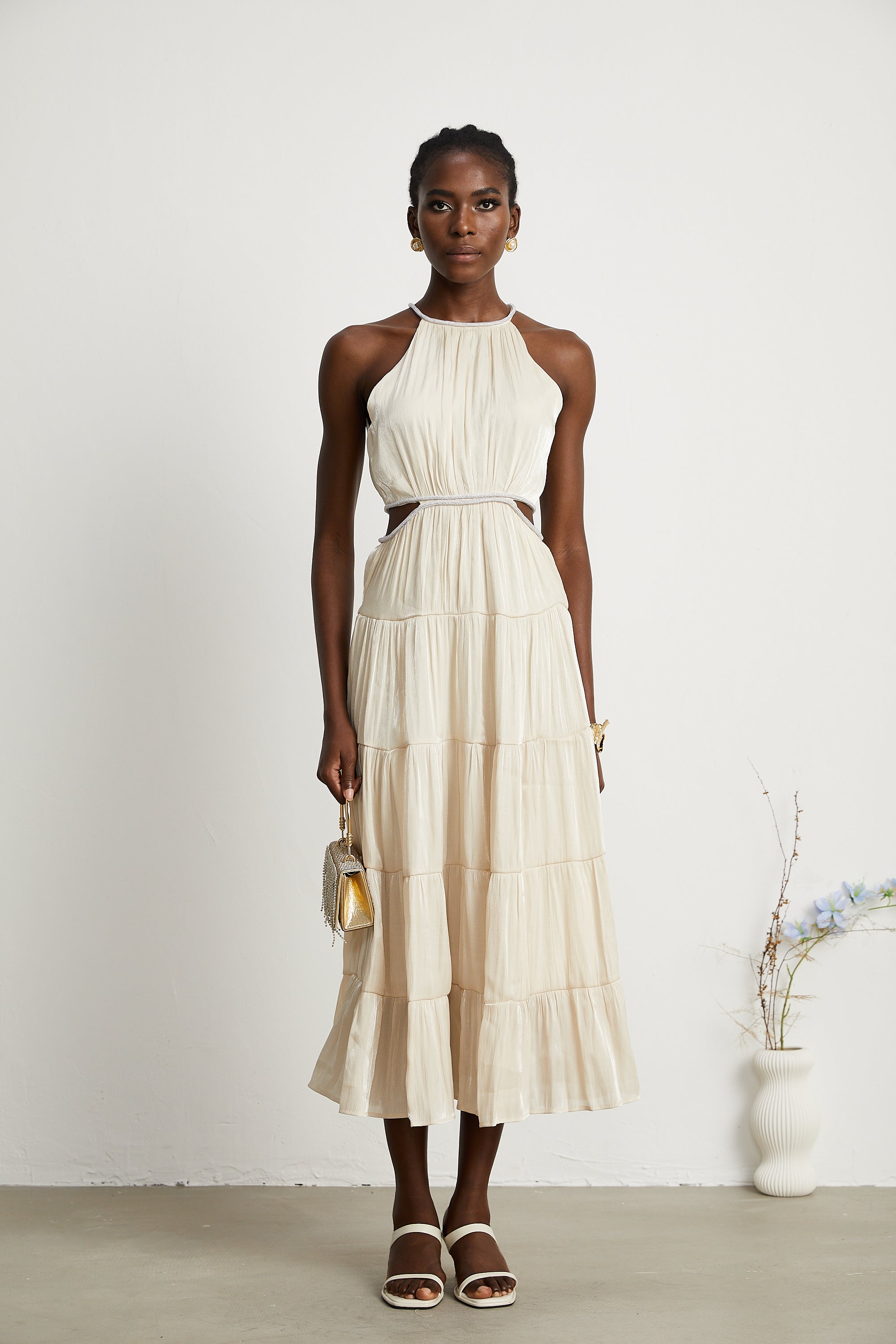 Enora katman midi elbise