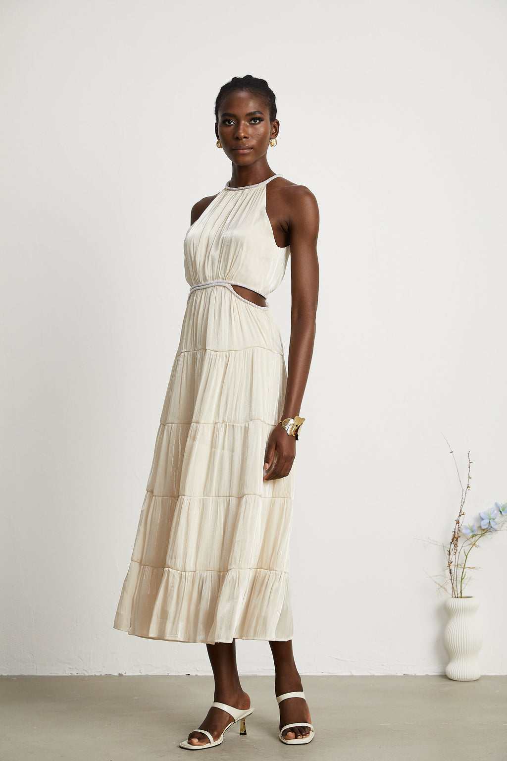 Enora katman midi elbise