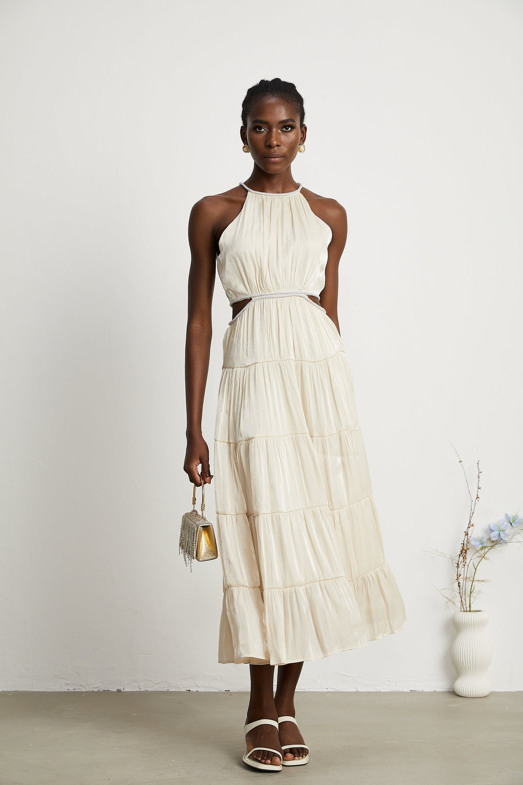 Enora katman midi elbise