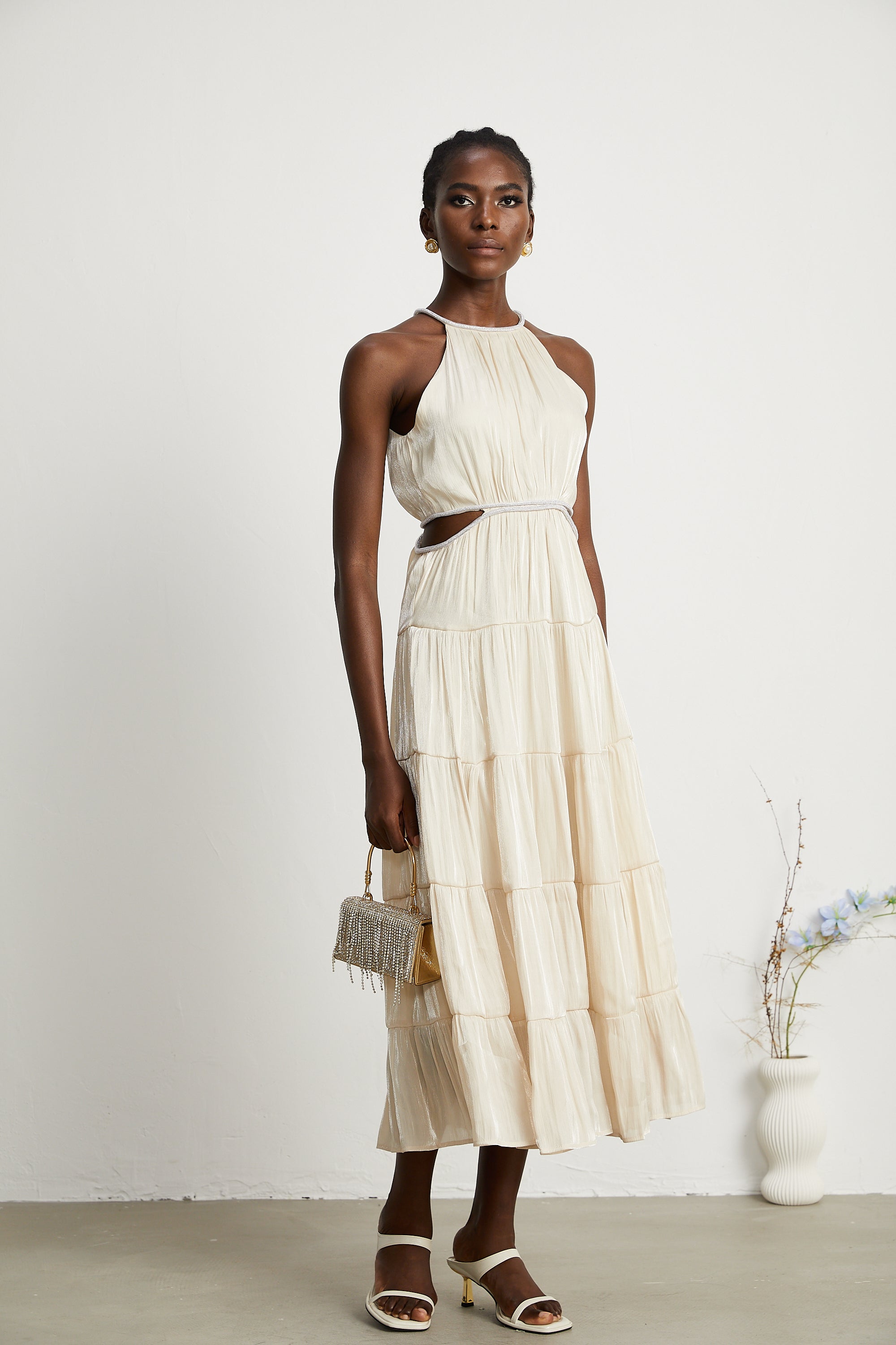 Enora katman midi elbise