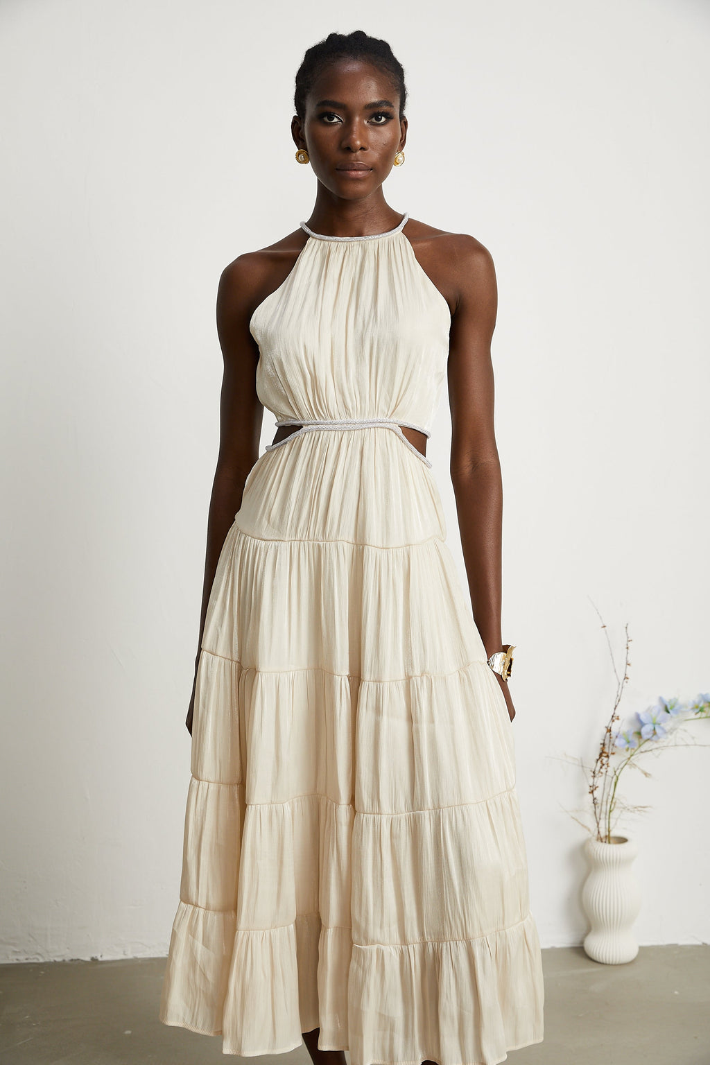 Enora katman midi elbise