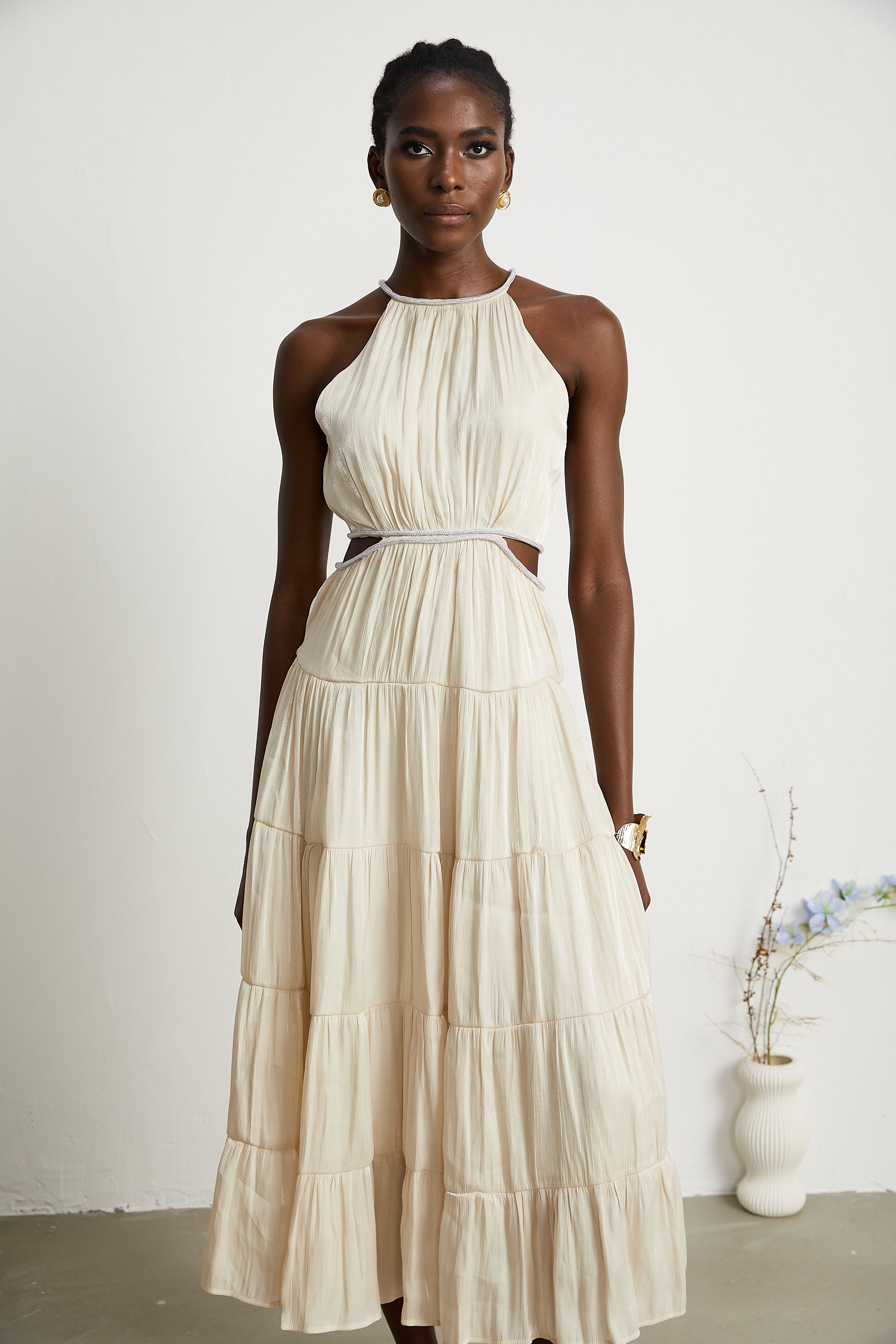 Enora katman midi elbise