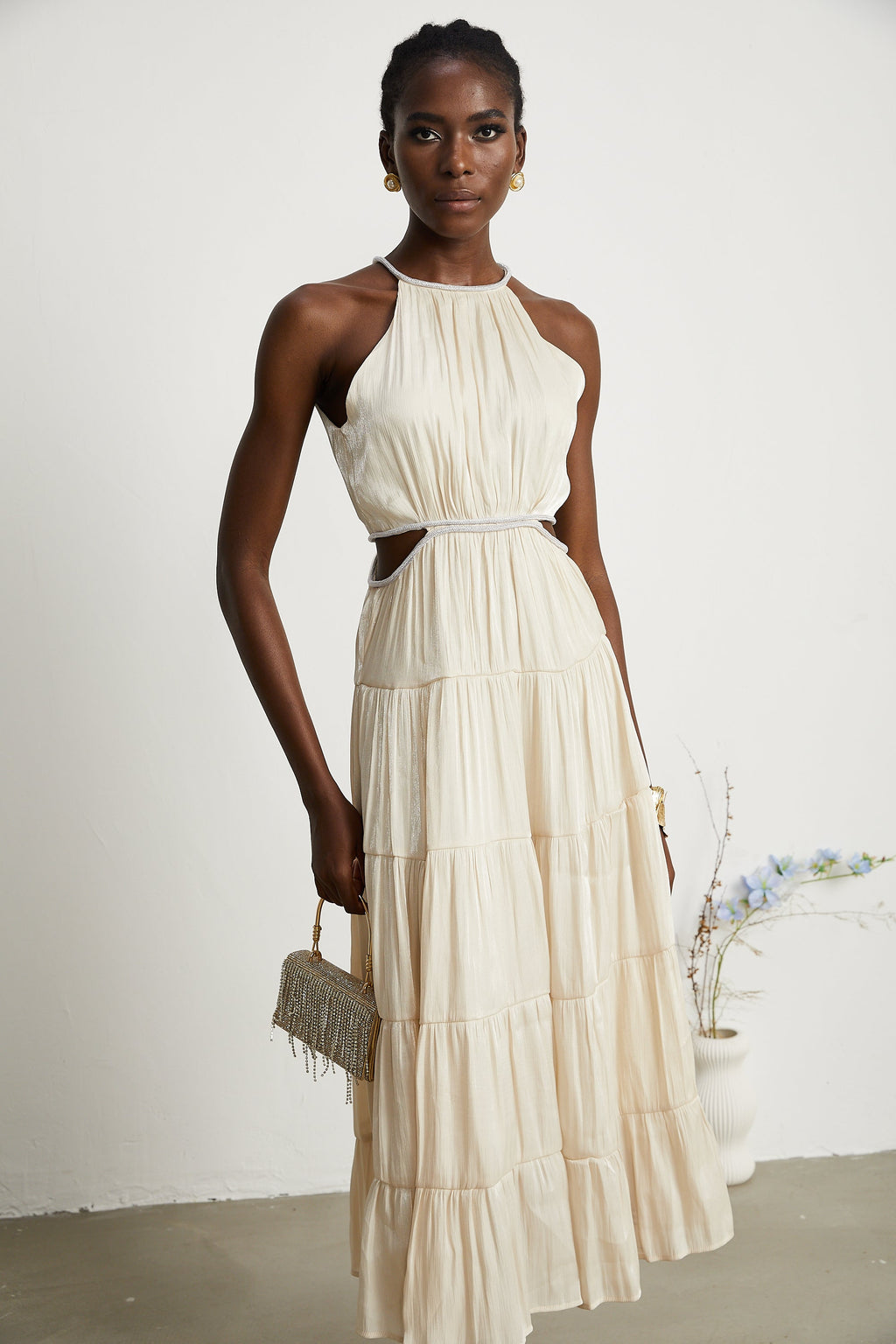 Enora katman midi elbise