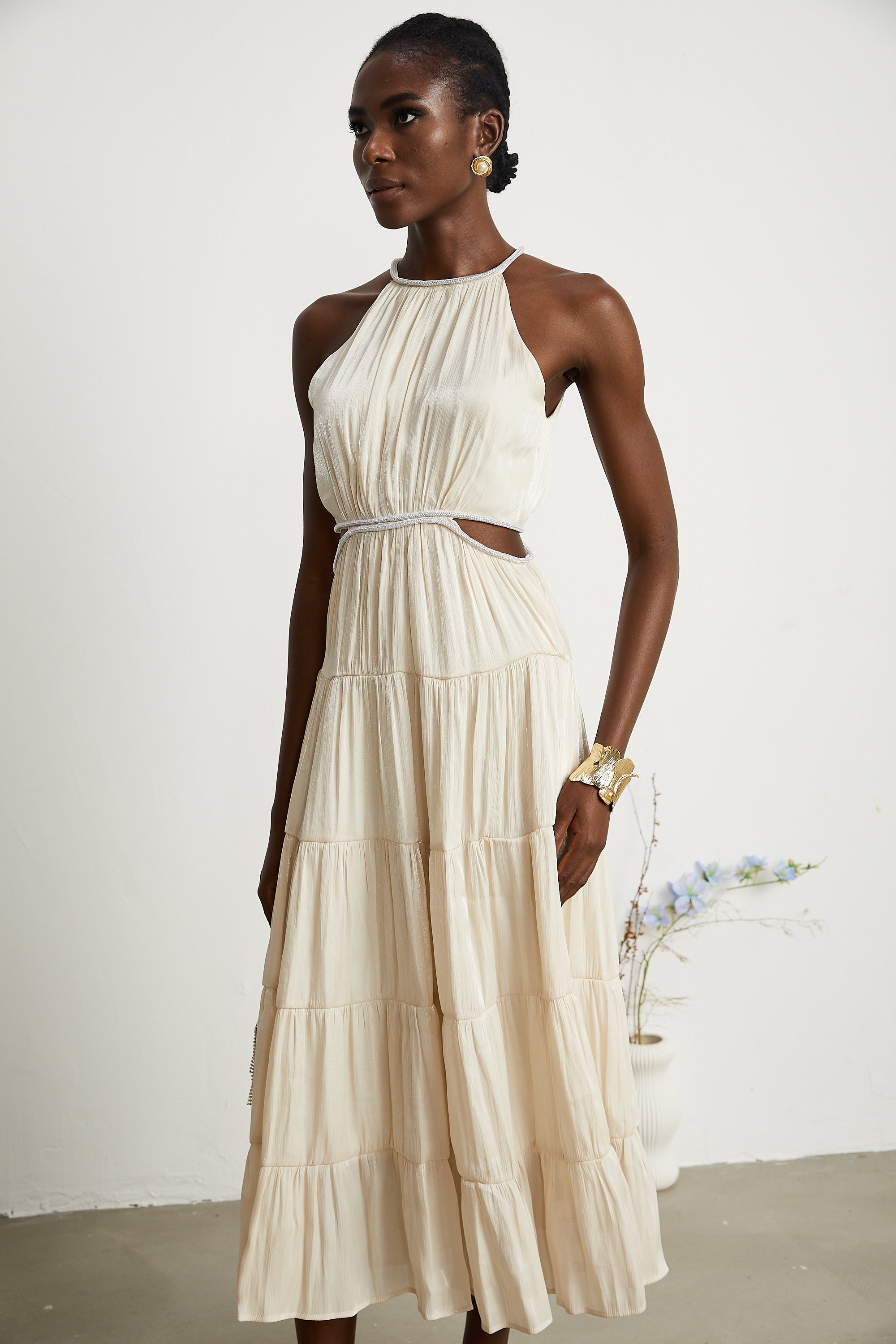 Enora katman midi elbise