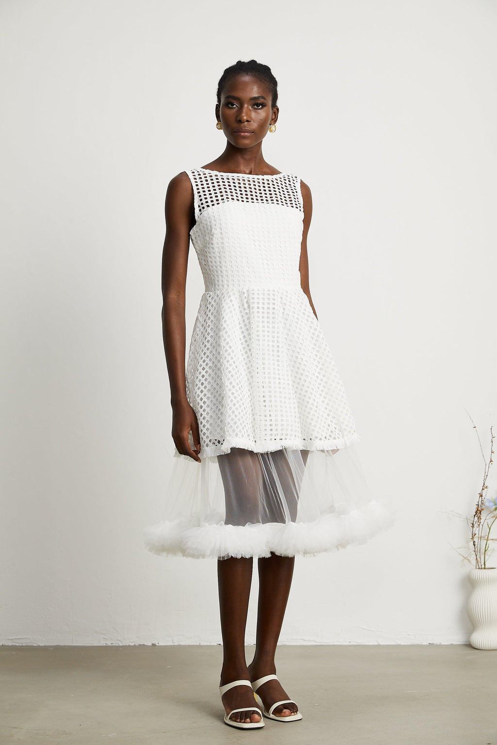 Camille dantel midi elbise