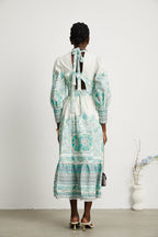 Raphaëlle pileli midi elbise