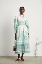 Raphaëlle pileli midi elbise