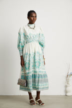 Raphaëlle pileli midi elbise