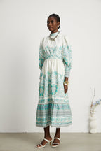 Raphaëlle pileli midi elbise