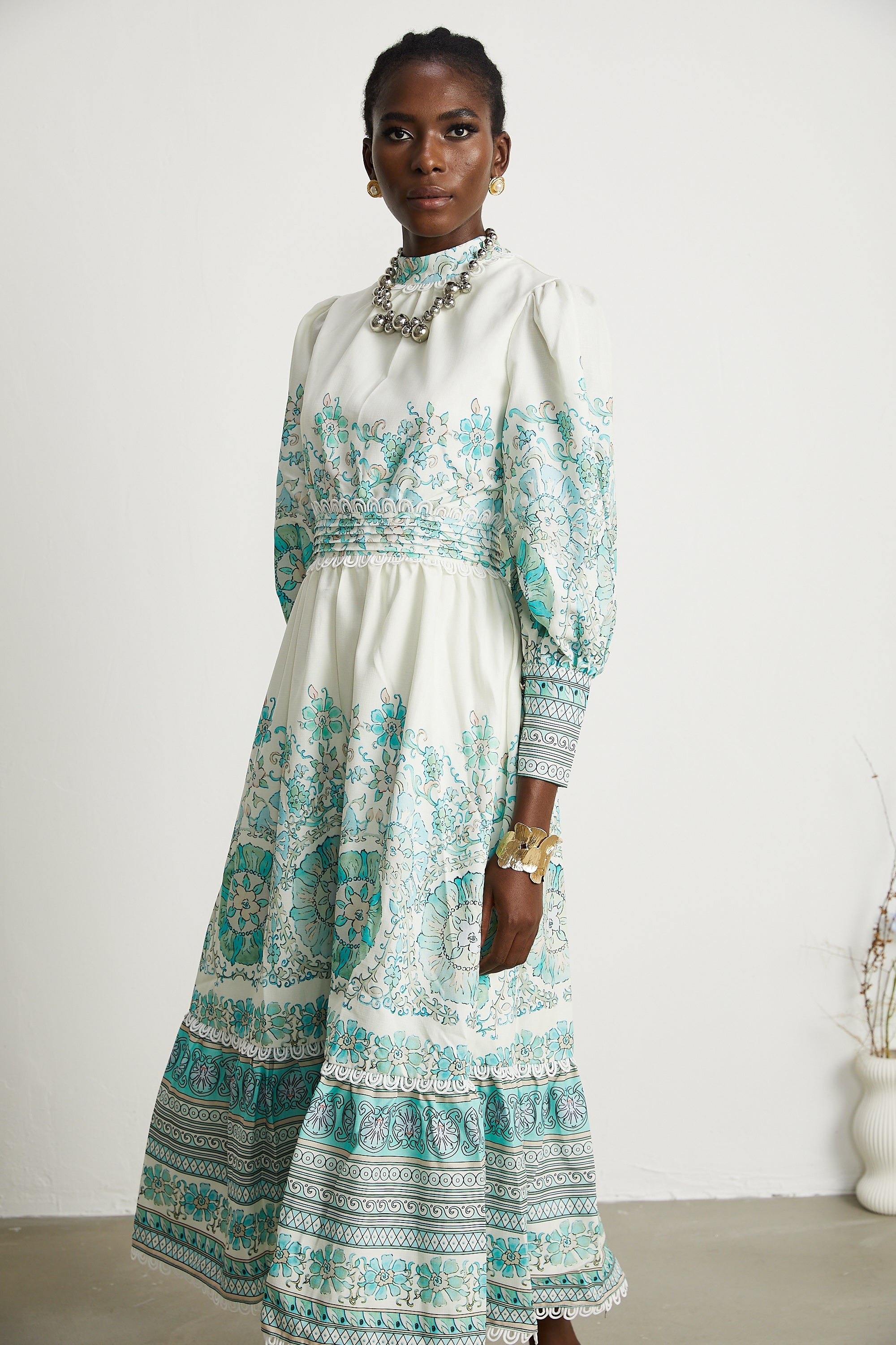 Raphaëlle pileli midi elbise