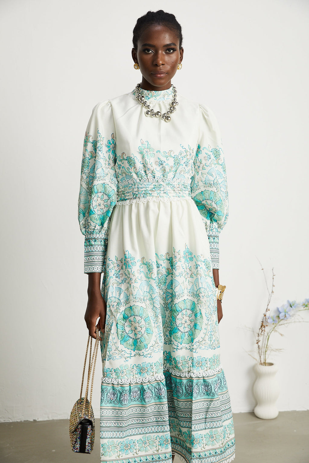 Raphaëlle pileli midi elbise