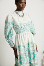 Raphaëlle pileli midi elbise