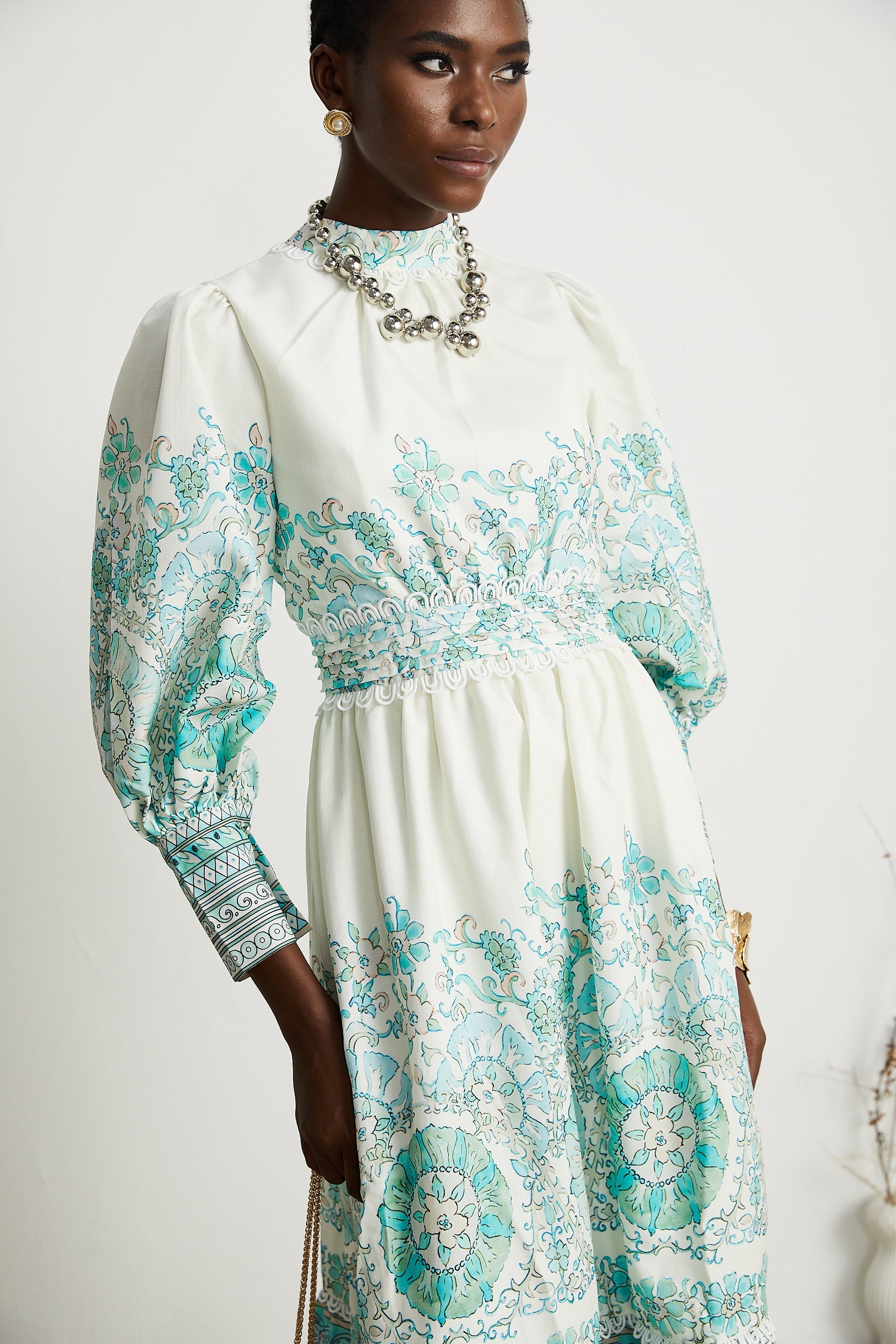 Raphaëlle pileli midi elbise