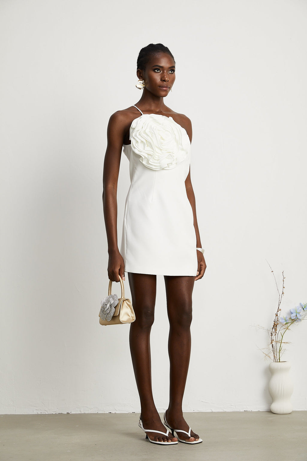 Leonida çiçek mini elbise