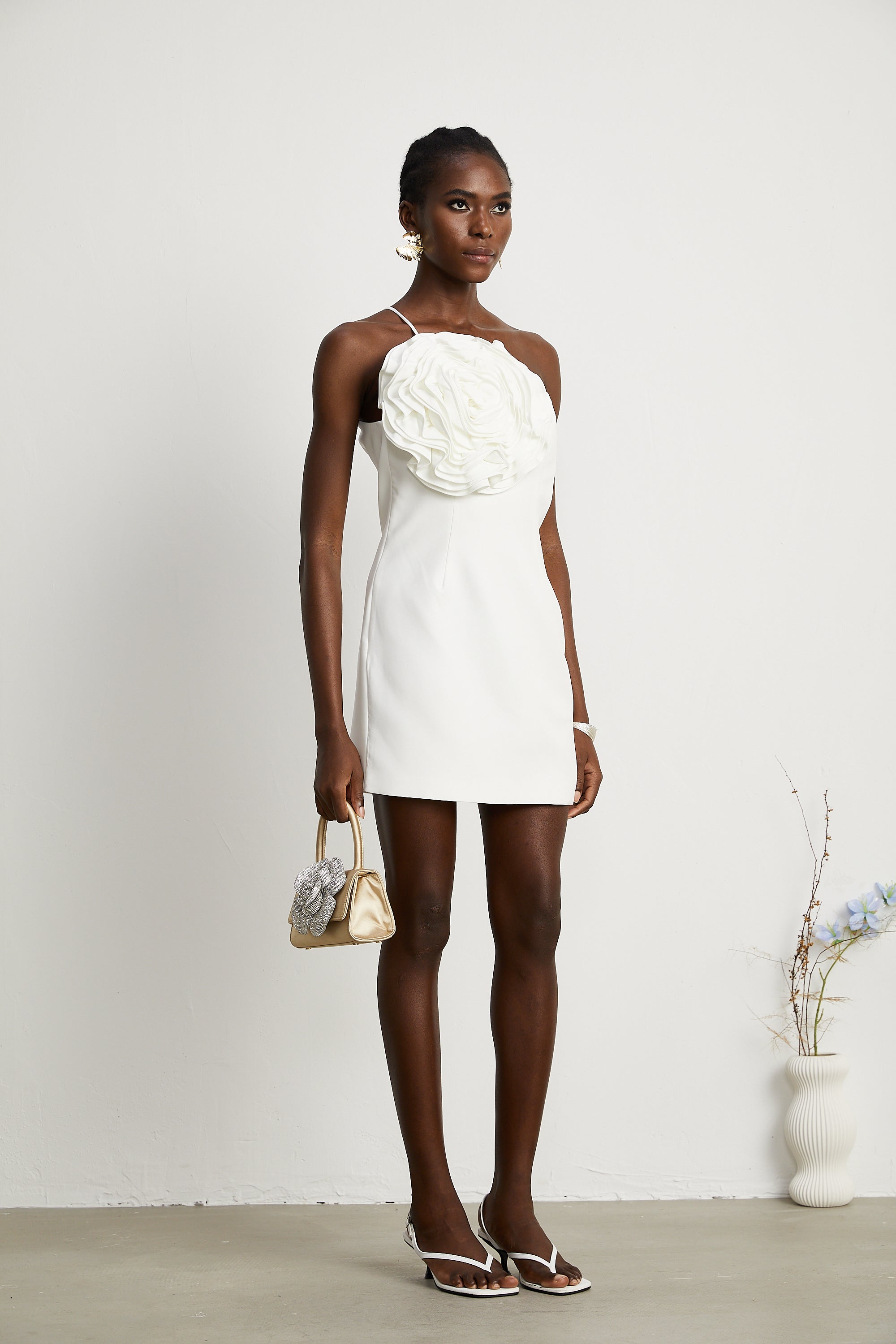 Leonida çiçek mini elbise