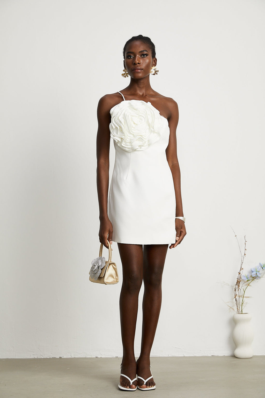 Leonida çiçek mini elbise