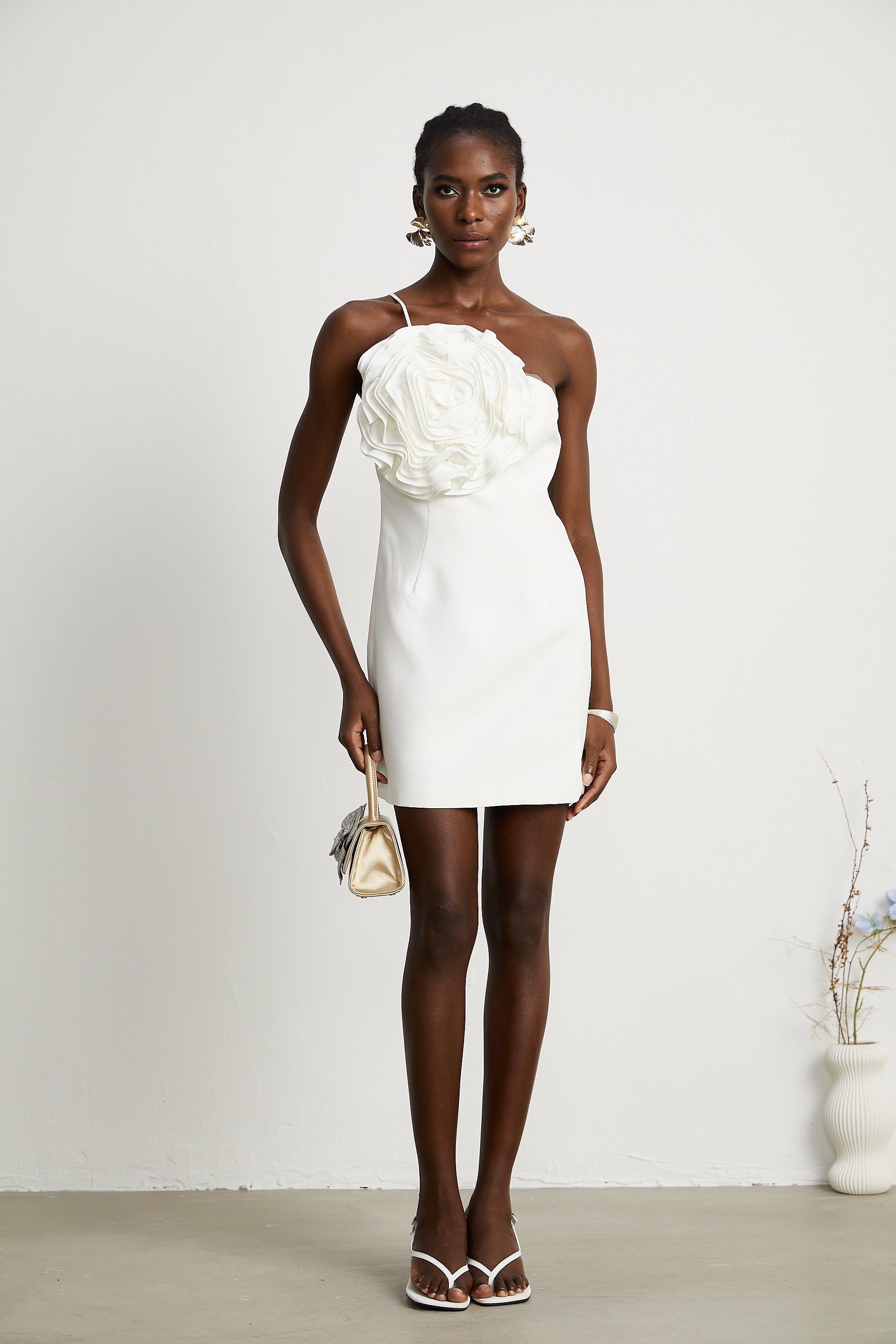 Leonida çiçek mini elbise