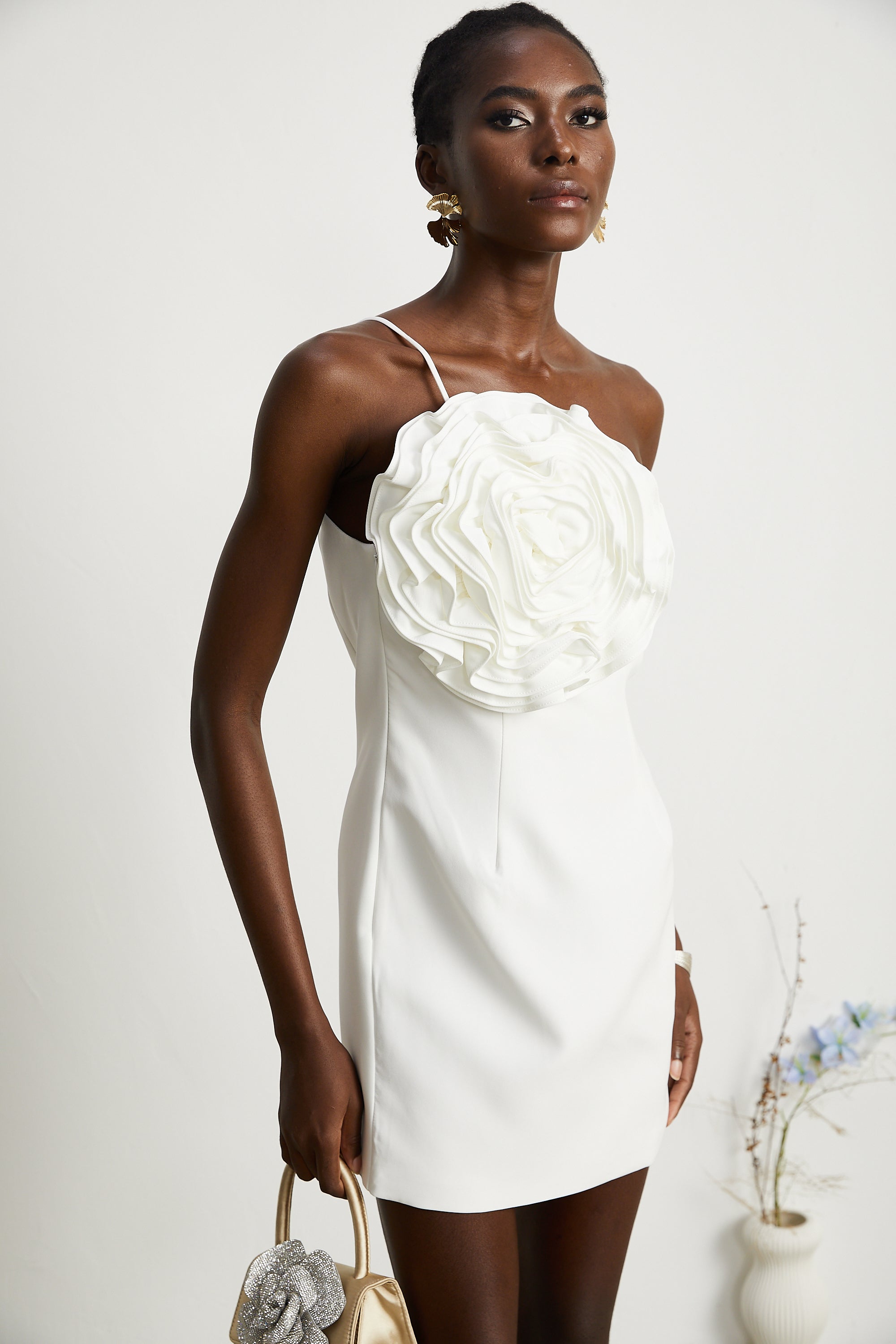 Leonida çiçek mini elbise