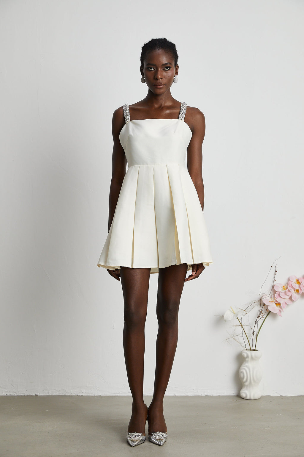 Ludivine pileli mini elbise