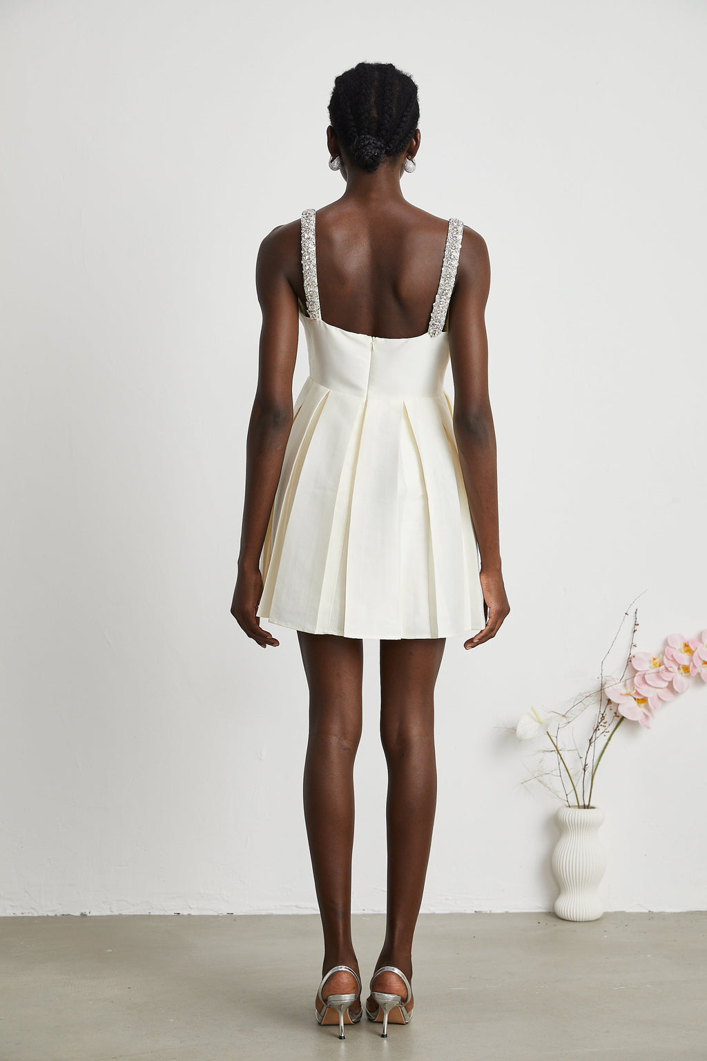 Ludivine pileli mini elbise